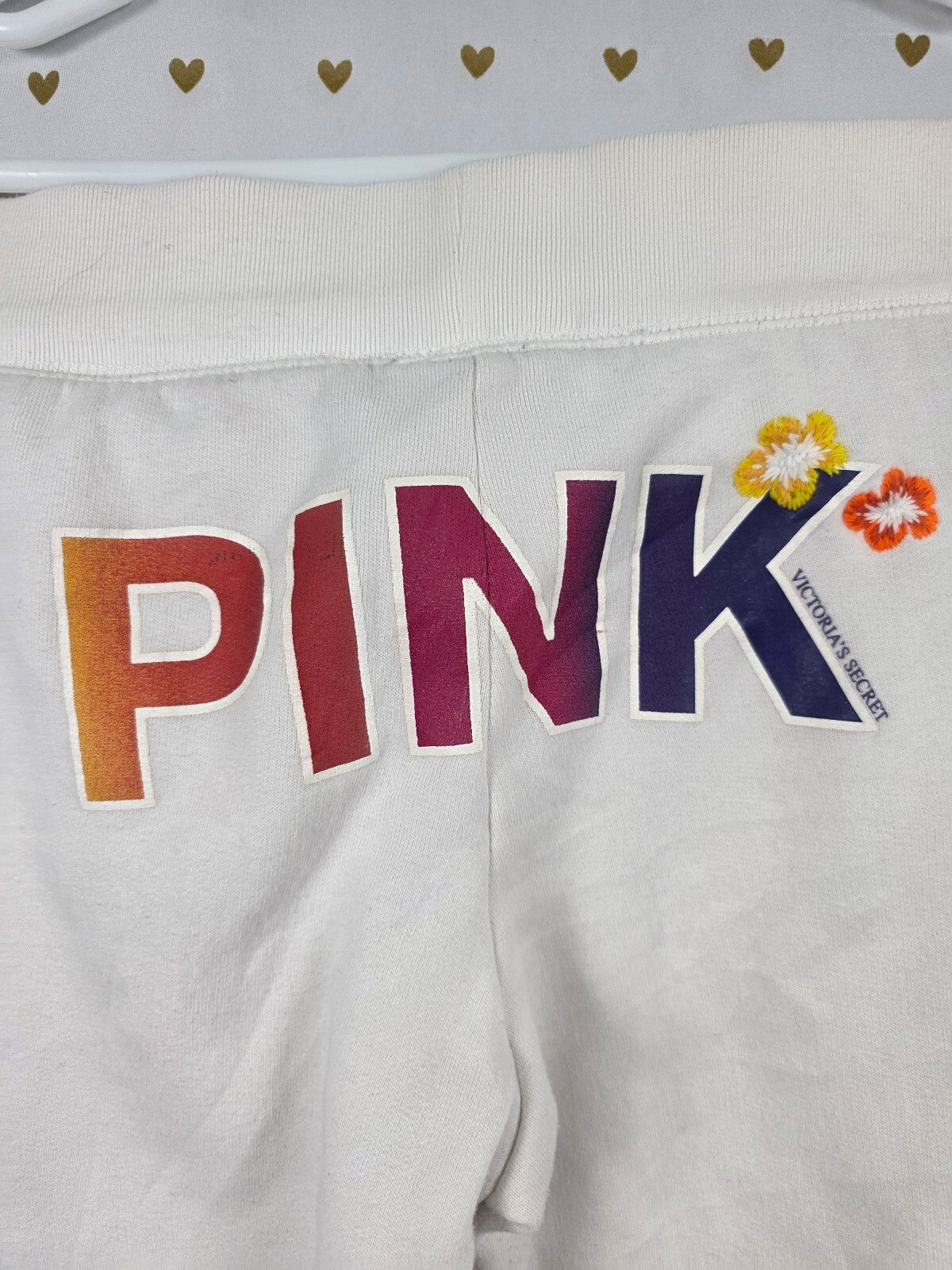 Victorias Secret PINK White Vintage Logo Butt Sweats Sweatpants Y2k Medium