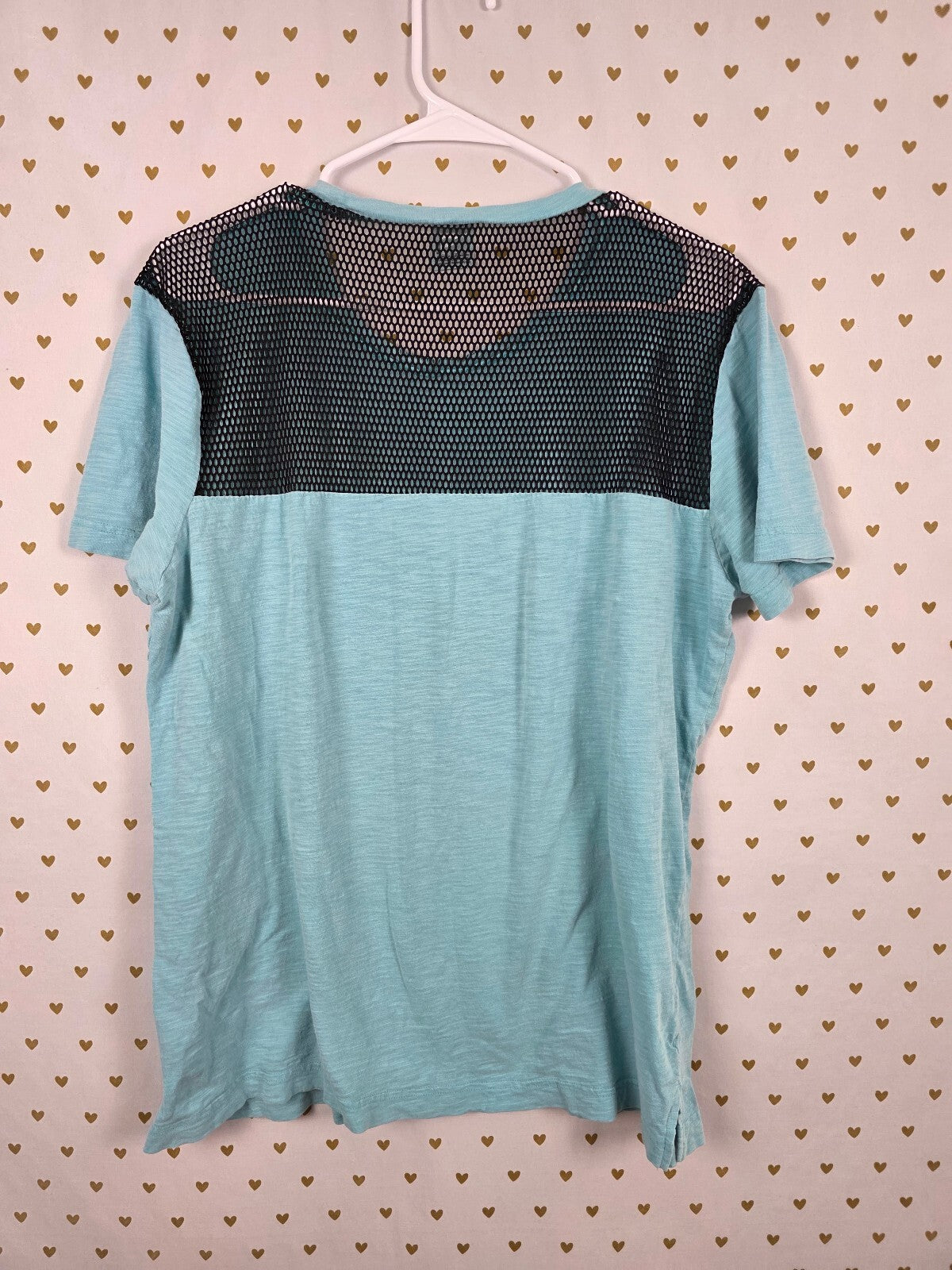 Victorias Secret PINK Mesh Back Cute Blue Logo Tee shirt Medium
