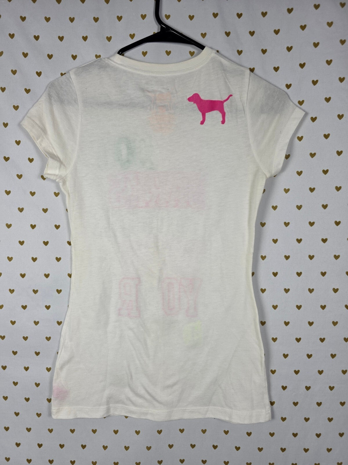 Vintage Victoria's Secret PINK My Dog Barks Louder Than Your Dog Tee Small NWOT