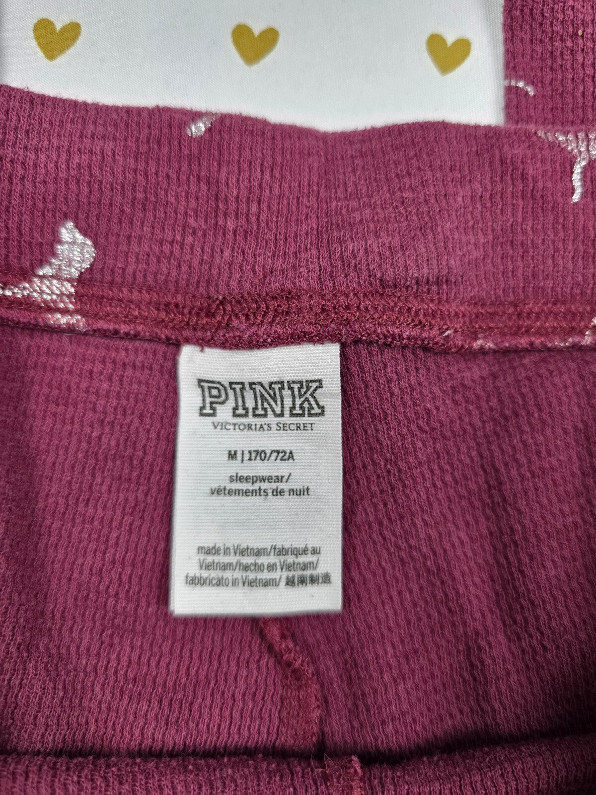 Victorias Secret Maroon PINK Dogs Med Sleep Pants Pajama PJ Bottoms
