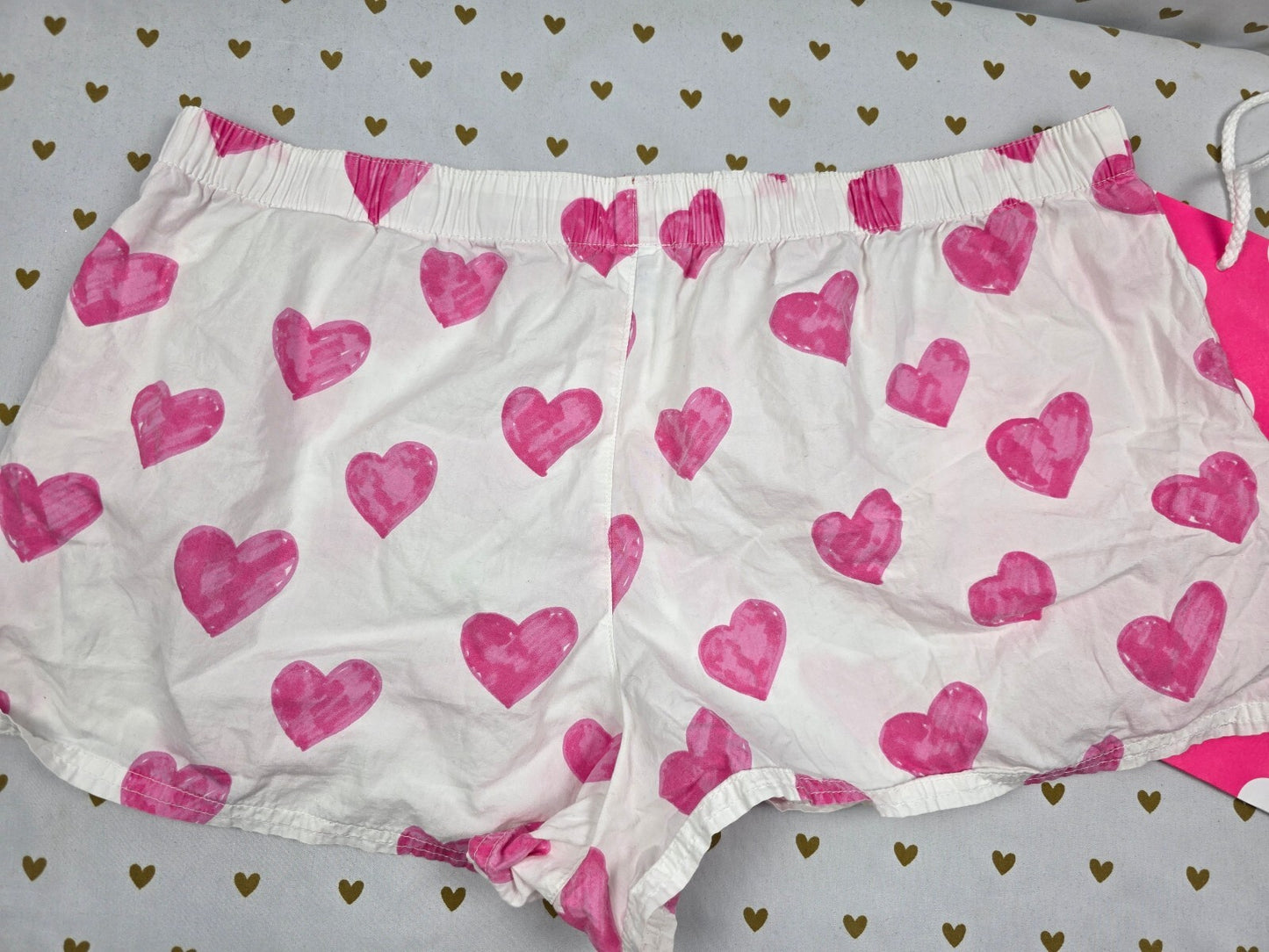 Victoria's Secret PINK Heart Sleep Shorts Sequin Heart Love Pink Lounge L