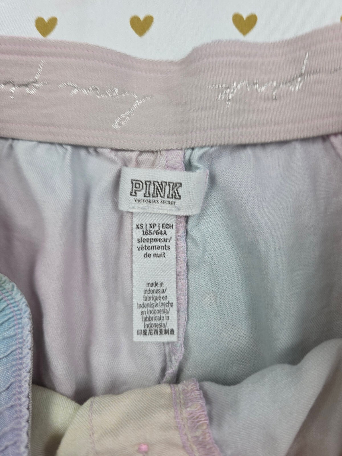 Victorias Secret PINK Logo butt Tye Dye XS Sleep Shorts Boxers Pajama Bottoms