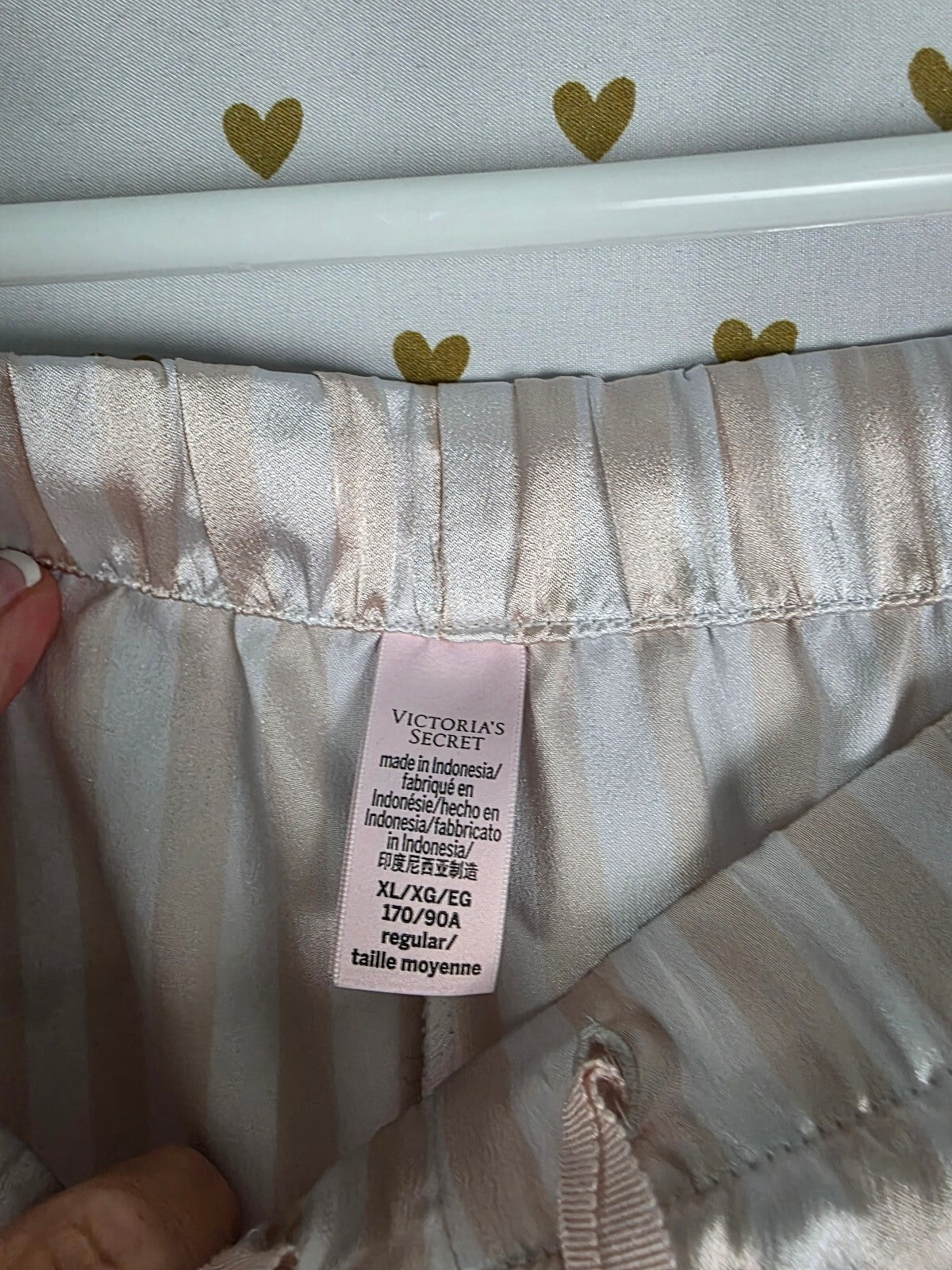Victorias Secret Striped Iconic Sleep Set Satin Shirt Pants Pajama Set XL