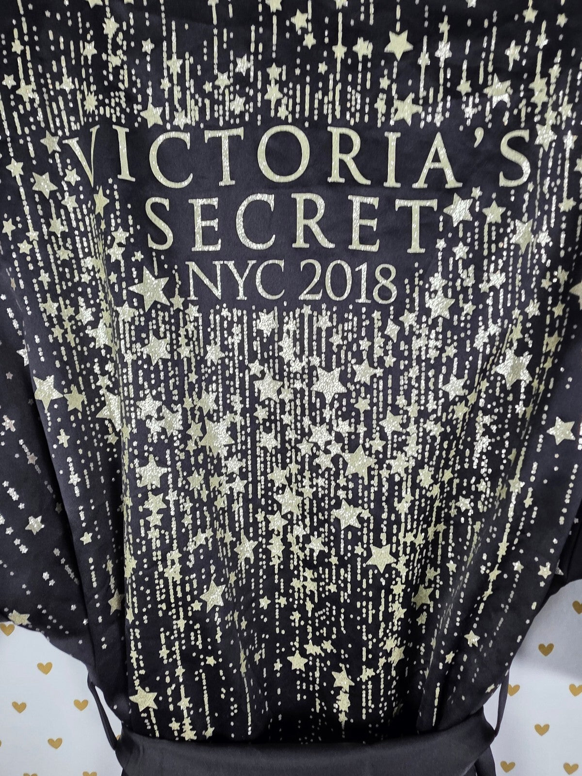 Victoria's Secret 2018 NYC Fashion Show Robe XS SMALL Black Satin BLING