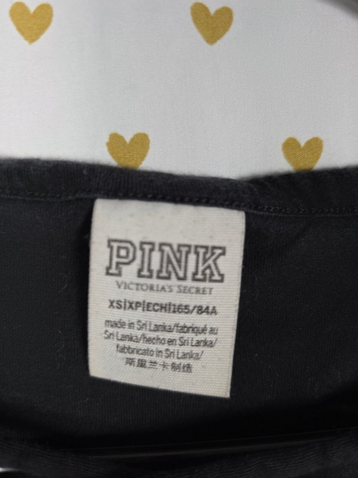 Victorias Secret PINK Bling Cross front Gold sequin Dog Logo Tee Shirt XS