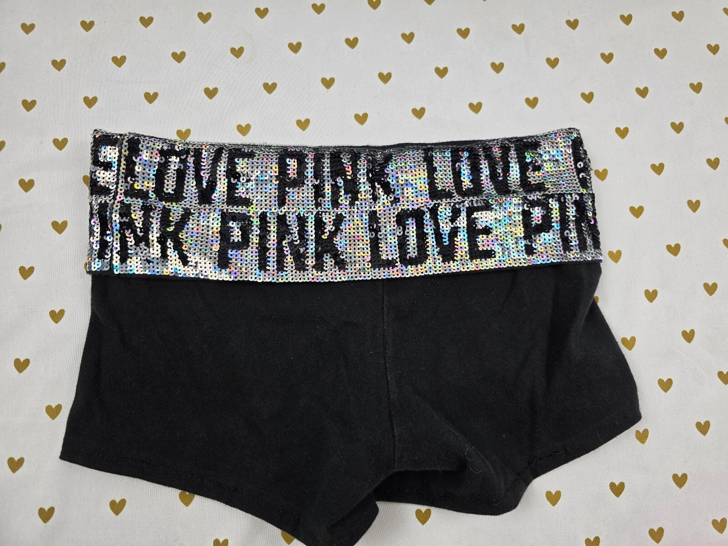 Victorias Secret PINK Foldover FASHION SHOW BLING SHORTS 2013 Yoga XS CUTE