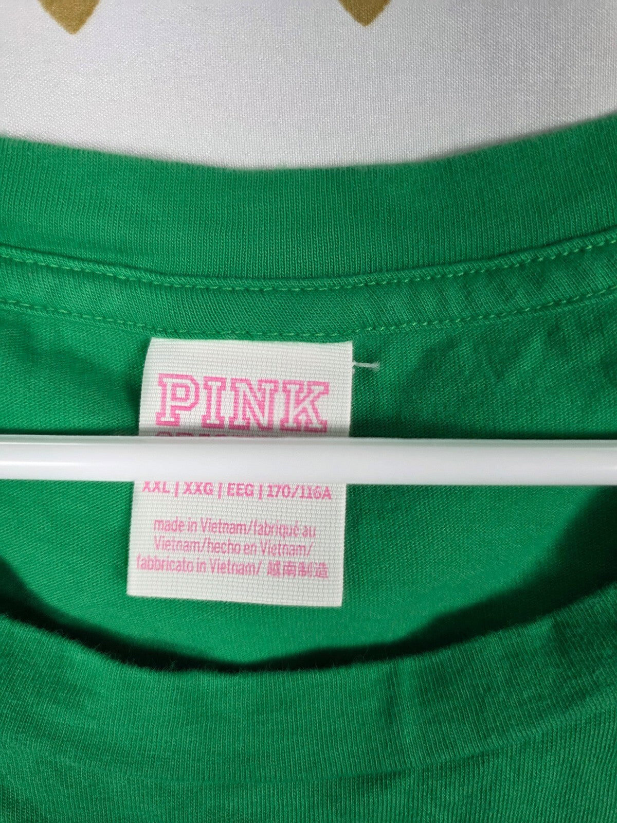 PINK Victoria's Secret Love Heart Glitter Tee Green XXL Shirt Campus Originals