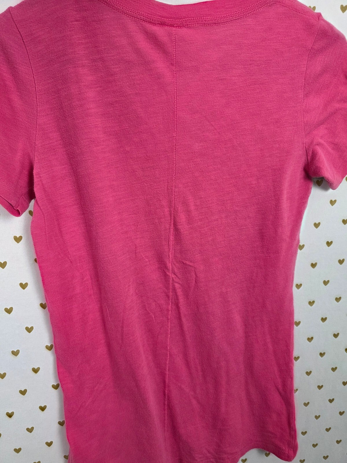 Victorias Secret PINK BLING GLITTER Heart Logo V neck tee shirt SMALL