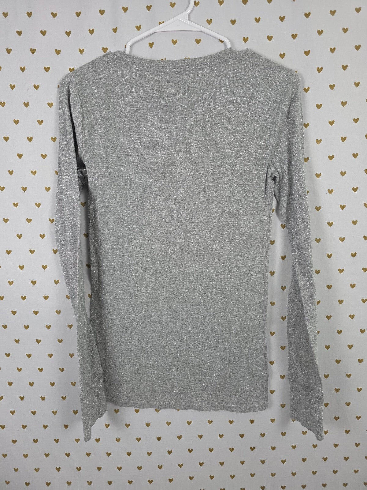 Victorias Secret PINK Vintage Y2k Grey Shimmer Bling Henley Long sleeve Shirt M