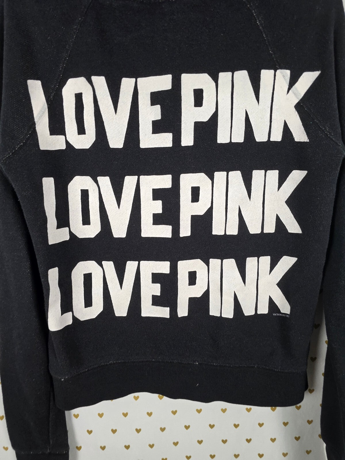 Victorias Secret Pink Full zip LOVE Hoodie Jacket Vintage Black MEDIUM
