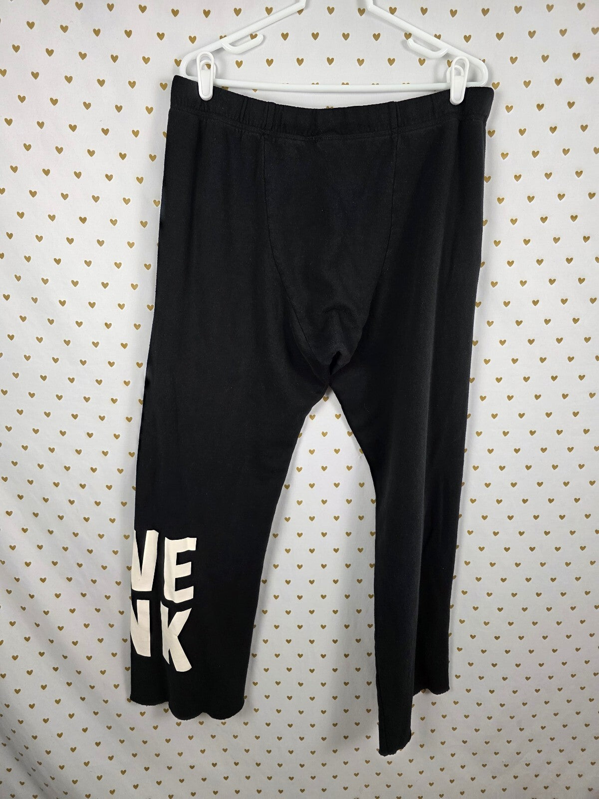 Victorias Secret PINK Black Love Boyfriend Diaper Butt Sweats Flare LARGE
