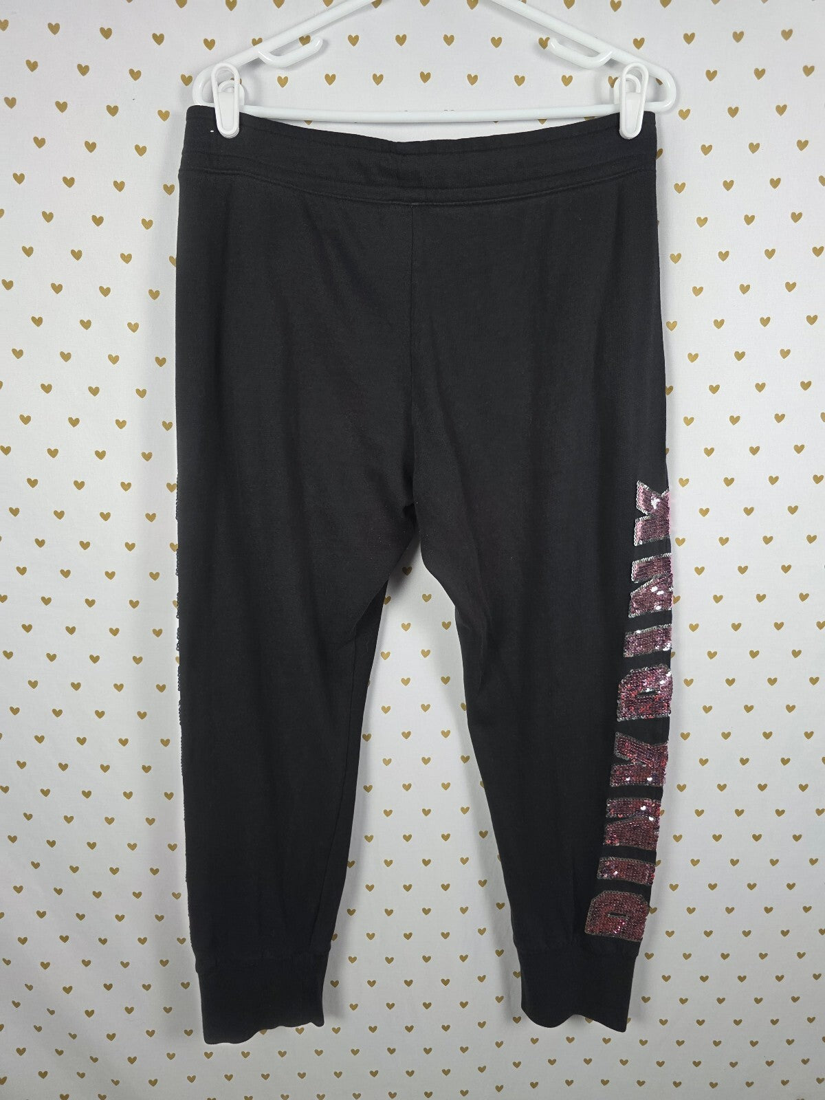 Victorias Secret PINK Bling Studded Sequined Joggers Sweatpants Large