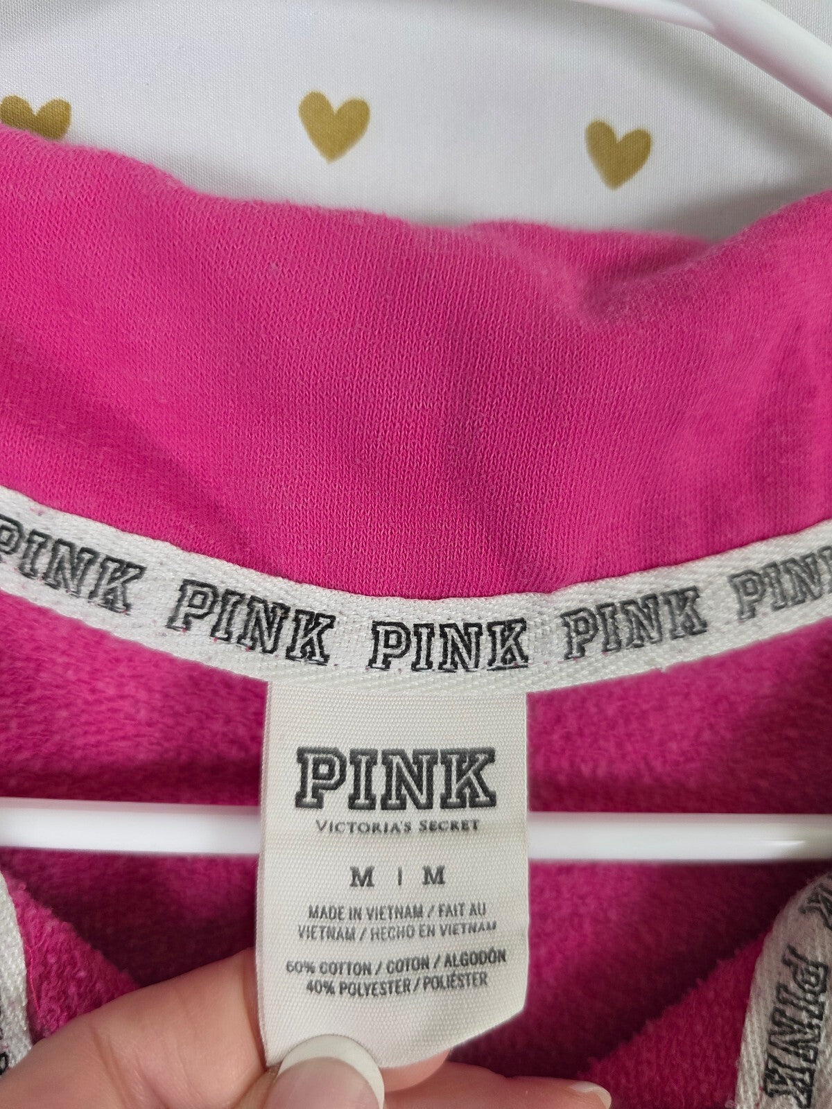 Victorias Secret Pink Vintage quarter zip Sweater Shirt Logo Medium
