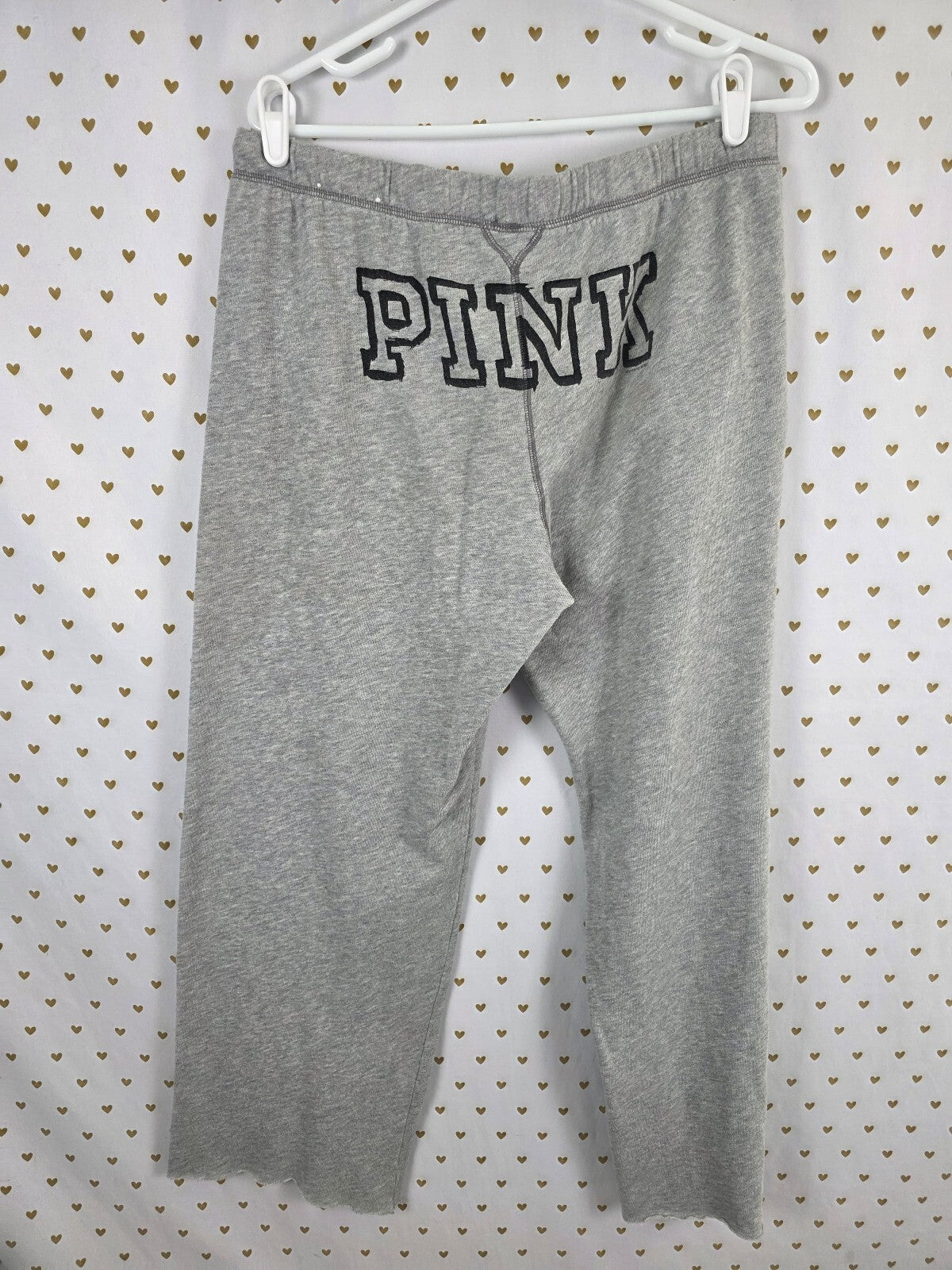 Victorias Secret PINK Vintage Logo Butt Medium Grey Peace Flare Sweats Sweatpant