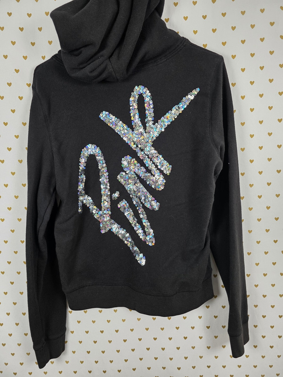Victorias Secret Pink Bling Logo Sequined Full zip hoodie Jacket Large
