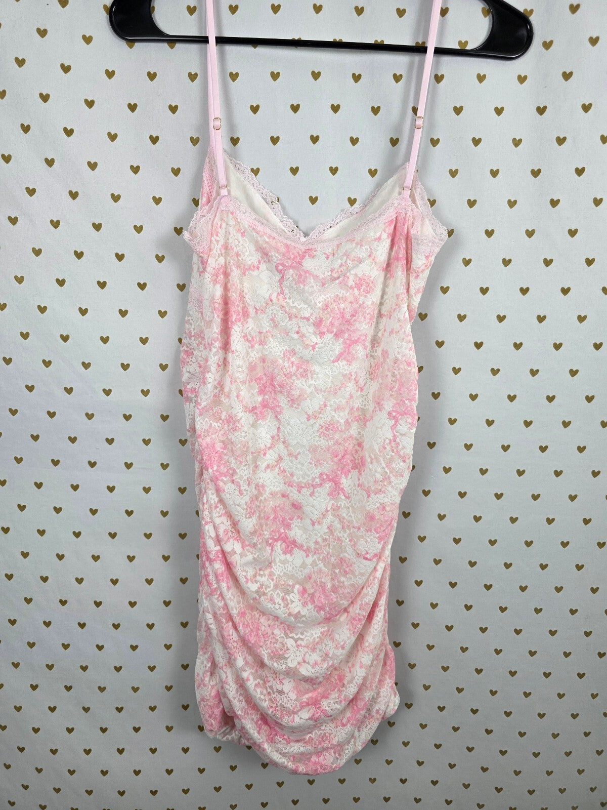 Victoria's Secret PINK x LoveShackFancy Lace Slip Dress M Pink Floral Ruched