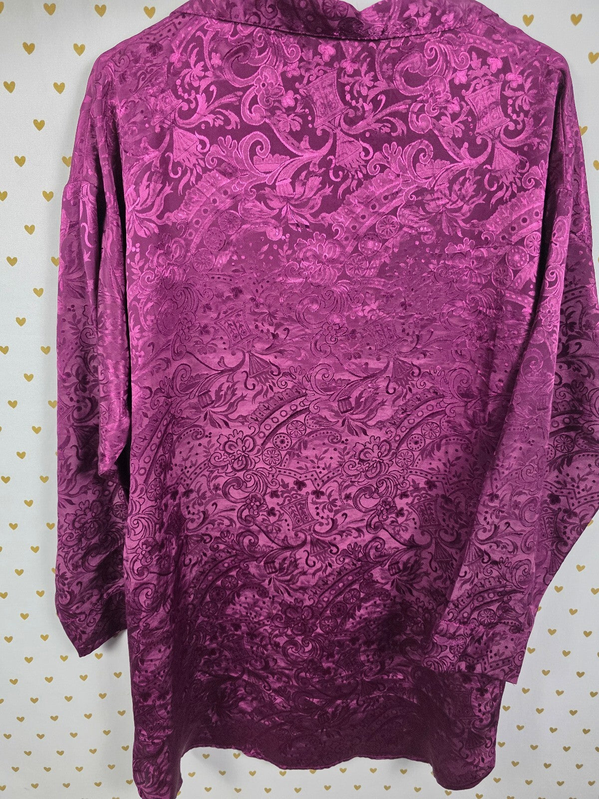 Vintage Victoria's Secret Gold Label Purple Satin Jacquard Sleep Shirt M/L