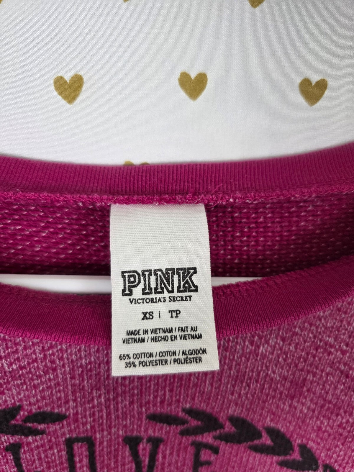 Victorias Secret Pink Vintage Crest love 86 long sleeve knit sweater shirt xs