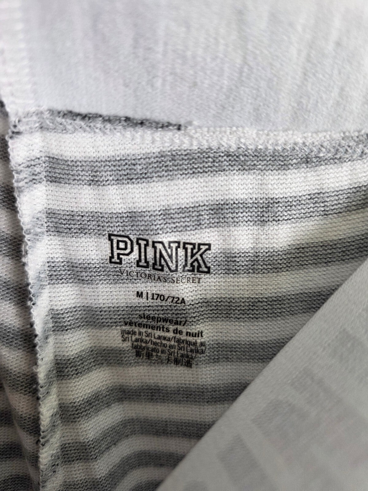 Victorias Secret Pink Black Striped Super Soft Med Sleep Pants Pajama PJ Bottoms