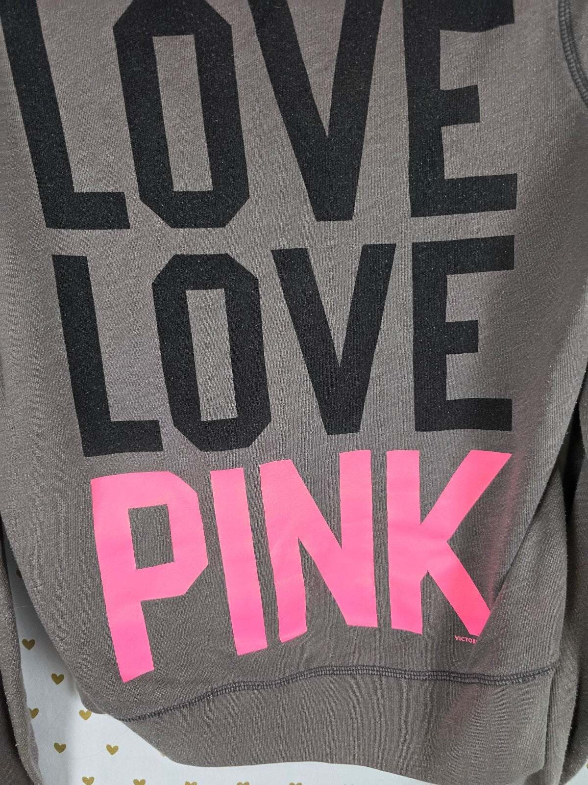 Victorias Secret Pink Vintage Grey Pullover Sweatshirt Hoodie Jacket Small Y2k