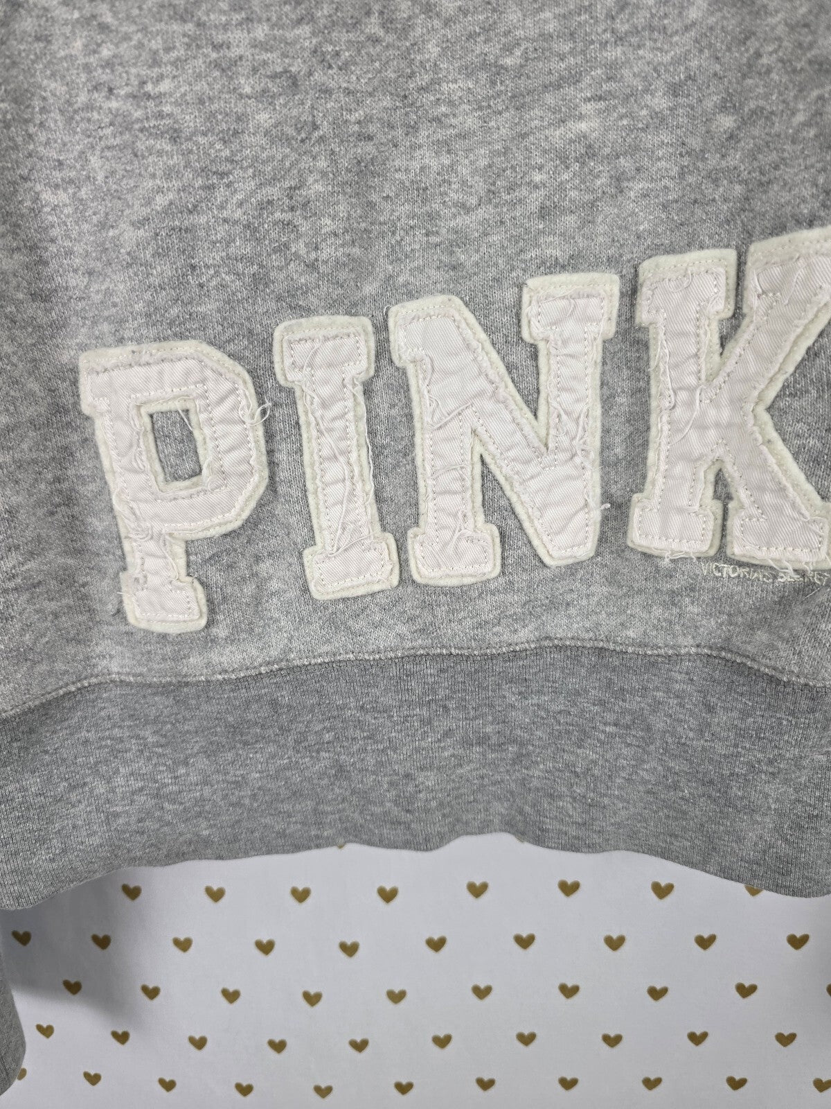 Victorias Secret Pink Full Zip Y2k Logo Grey Hoodie Jacket Love Small