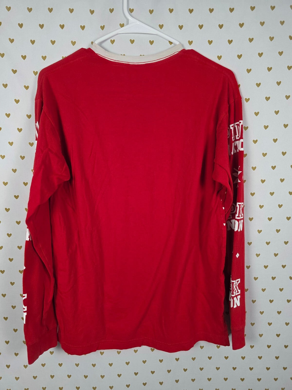 Victorias Secret PINK Nation Campus winter Pocket Tee long sleeve Red XS