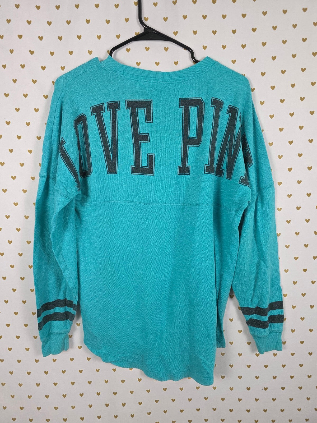 Victorias Secret PINK Oversized Sweater Shirt Blue Love Logo XS