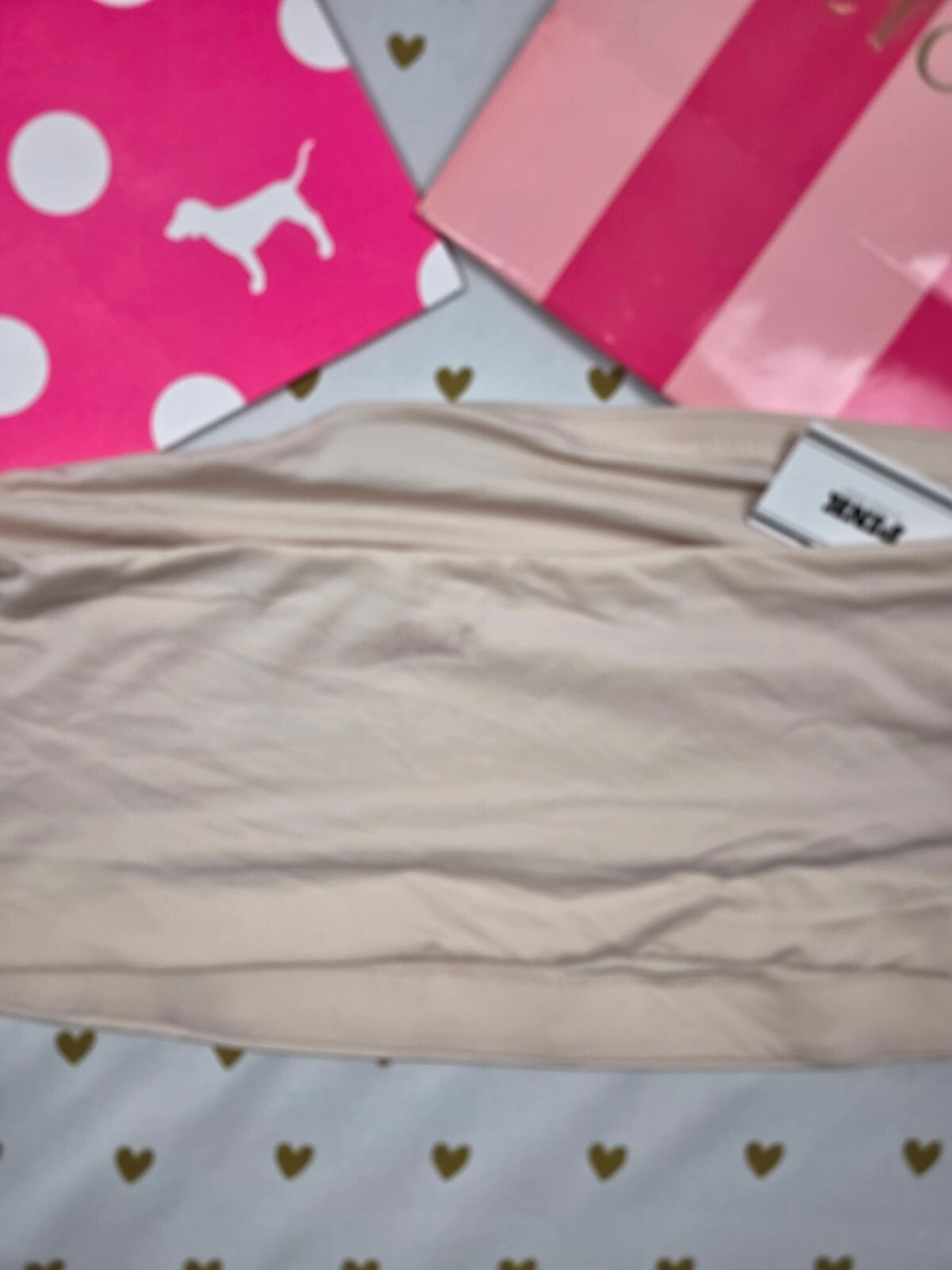 Victorias Secret Pink NEW Nwt Bandeau Beige 2XL XXL Bralette Bra Top Tank
