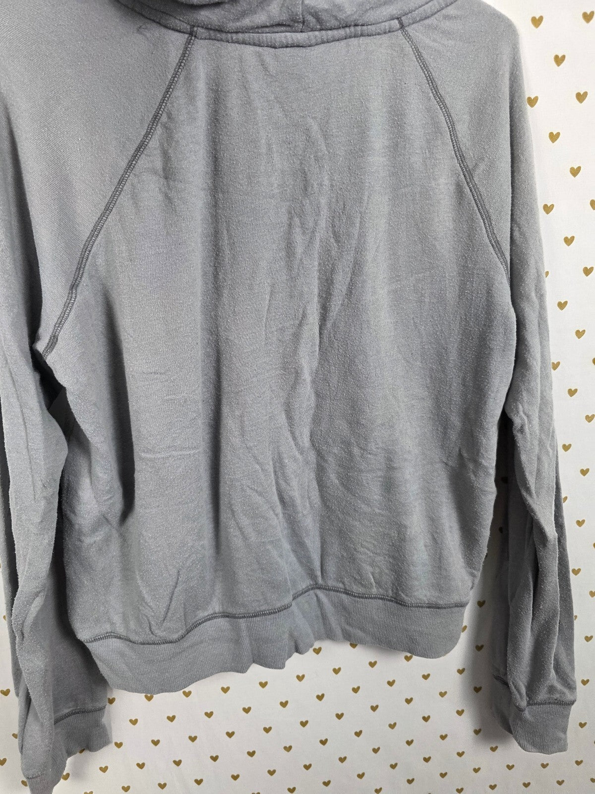 Victorias Secret Pink Full Zip LOVE Vintage Grey Jacket Hoodie LARGE