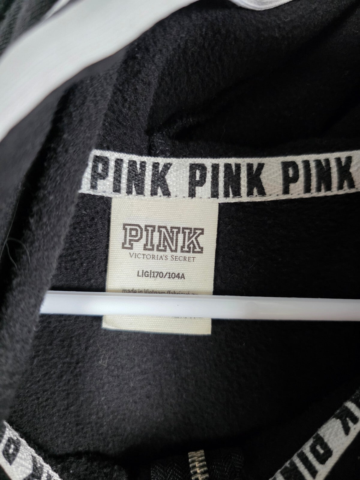 Victorias Secret Pink Bling 86 Hooded Quarter Zip Sequined Logo Sweater