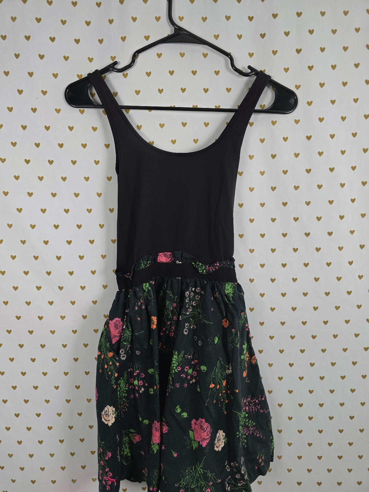 Victorias Secret PINK Vintage Skater Tank Top Dress Floral XS pockets