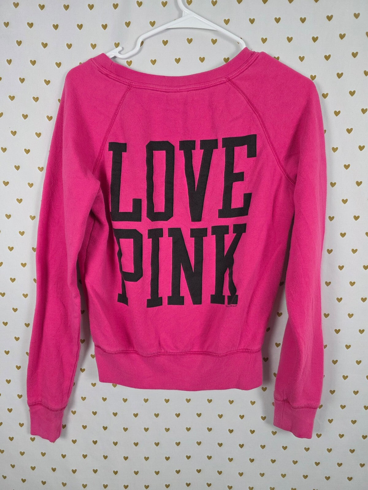 Victorias Secret Pink Vintage Embroidered LOVE Y2k Sweater Shirt XS