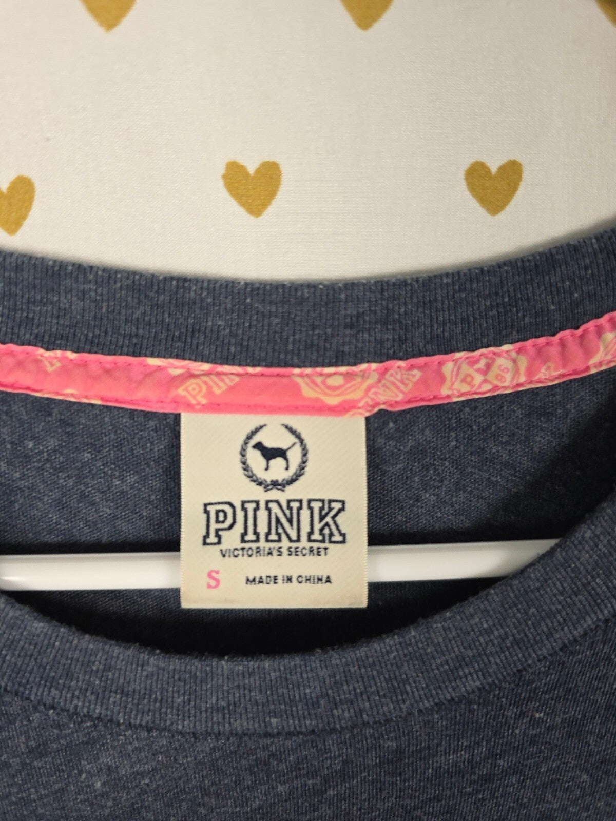 Victorias Secret PINK Vintage y2k USA America LOVE Tee shirt blue SMALL