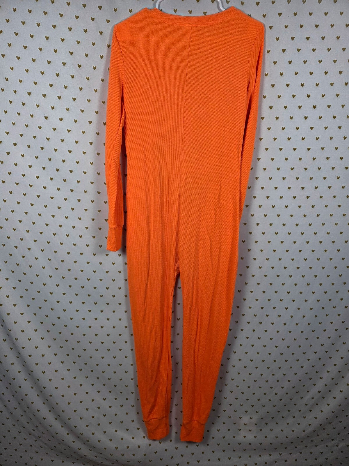 Victoria's Secret PINK Halloween Pumpkin Jack O Lantern Waffle Pajama Jumpsuit M