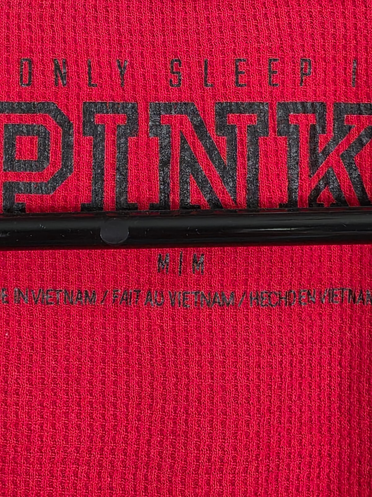 Victorias Secret PINK I Woke Up Like This Red Logo Henley Thermal Shirt Medium