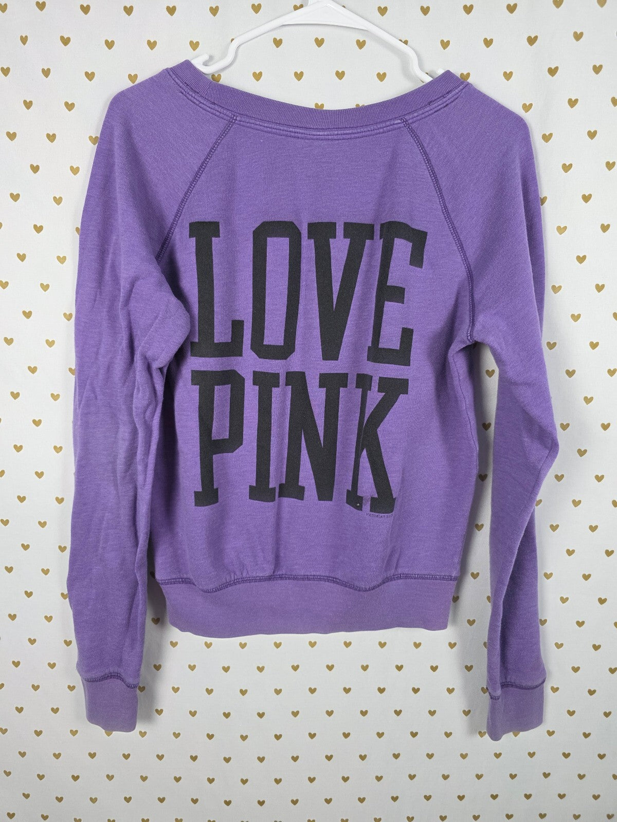 Victorias Secret Pink Vintage Purple Embroidered Crew Sweater y2k SMALL