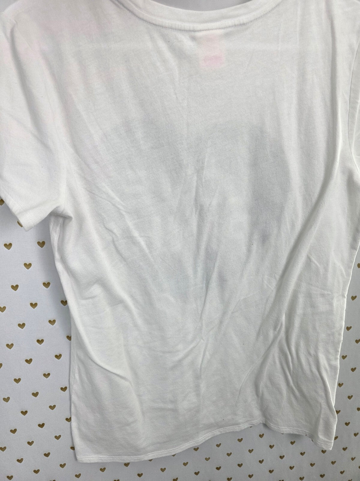 Victorias Secret PINK Campus Originals Glitter Heart White Tee shirt Logo Medium
