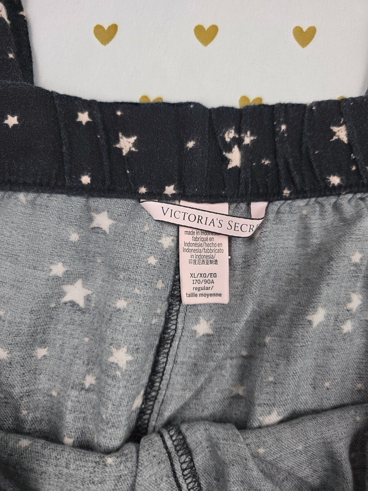 Victorias Secret XL Stars tapered Black Sleep Pants Pajama PJ Bottoms
