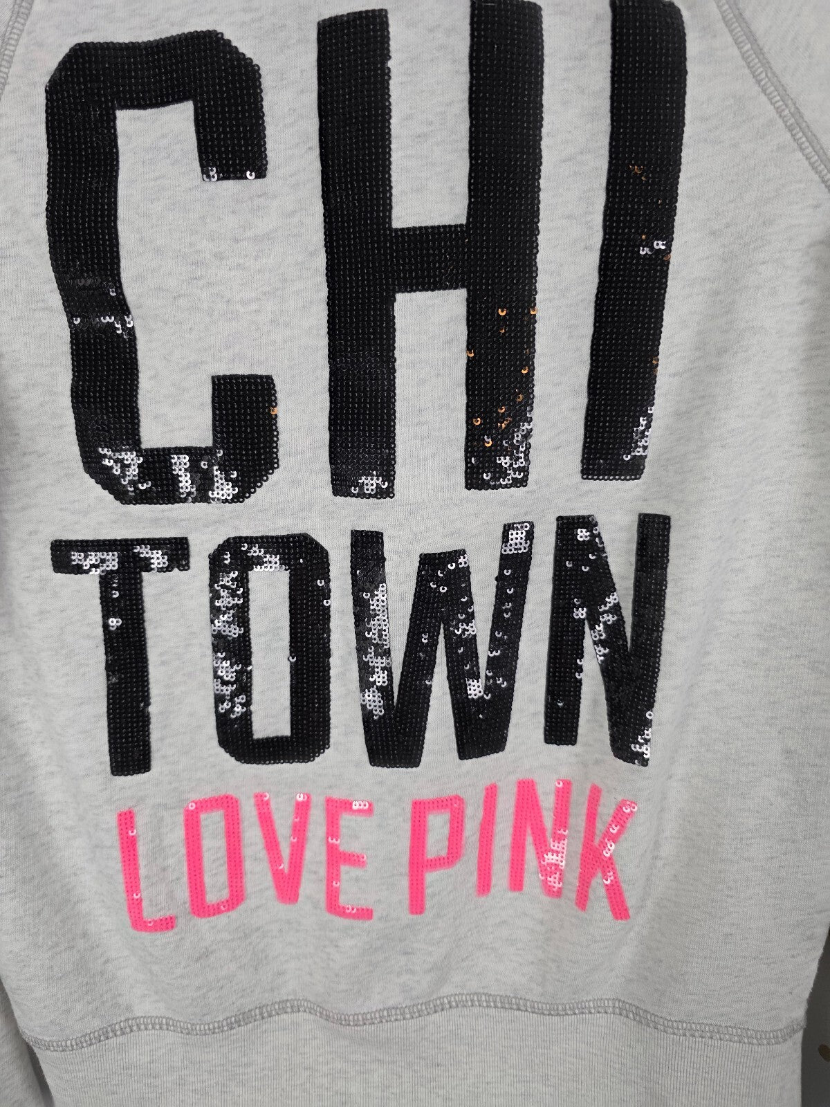 Victorias Secret Pink BLING Chicago Chi Town Hoodie Jacket Sequined XS