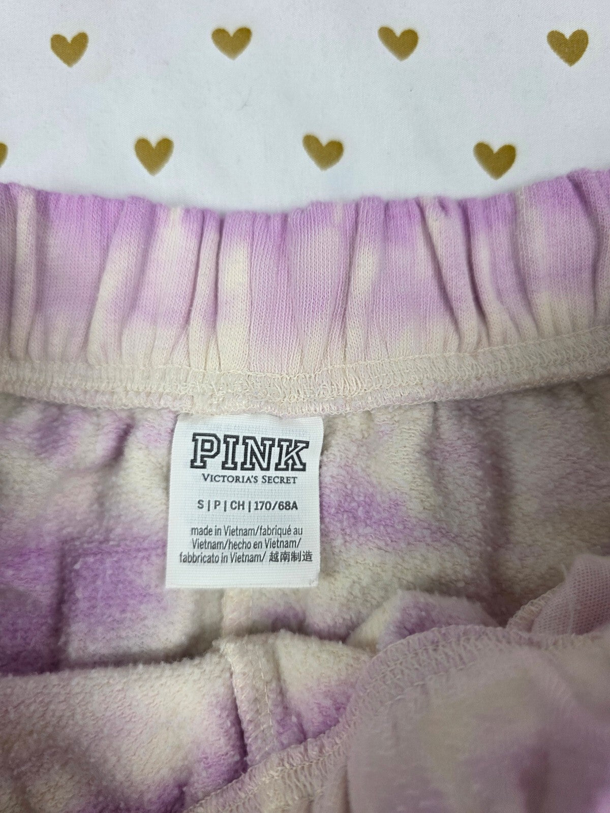 Victorias Secret PINK Logo Butt Sweat Shorts SMALL Purple Tye Dye