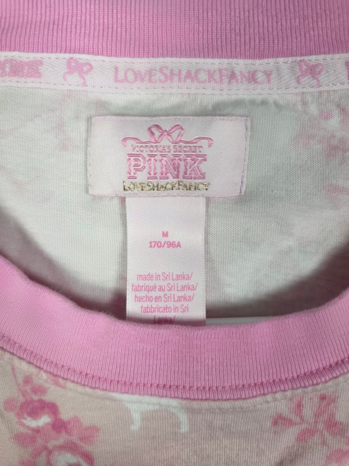 Victorias Secret PINK LOVESHACKFANCY Floral Campus Tee MEDIUM Logo Bows