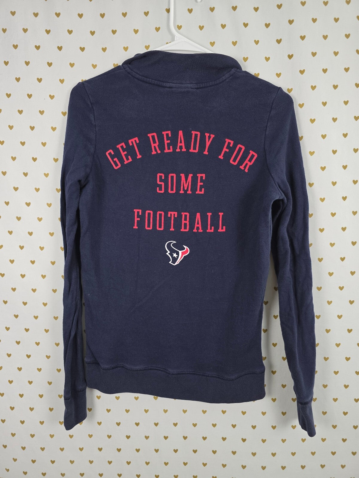 Victorias Secret Pink NFL Houston Texans Quarter Zip Blue Sweater Shirt XS