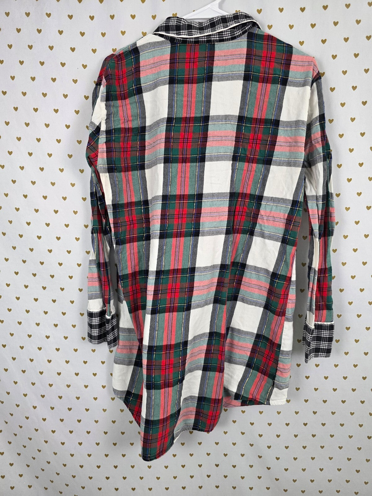 Victorias Secret Plaid Long Sleep Dress Nightgown Shirt Button Down Medium