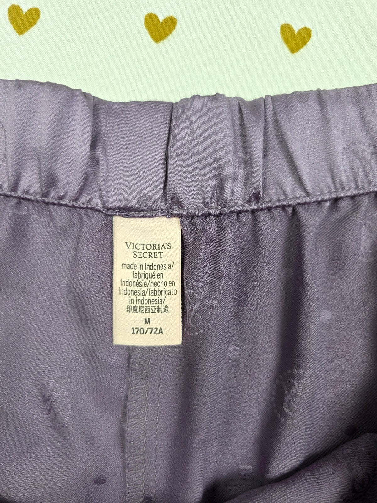 Victorias Secret Purple Polka Dot Satin Medium Sleep Shorts Boxers Pajama Bottom