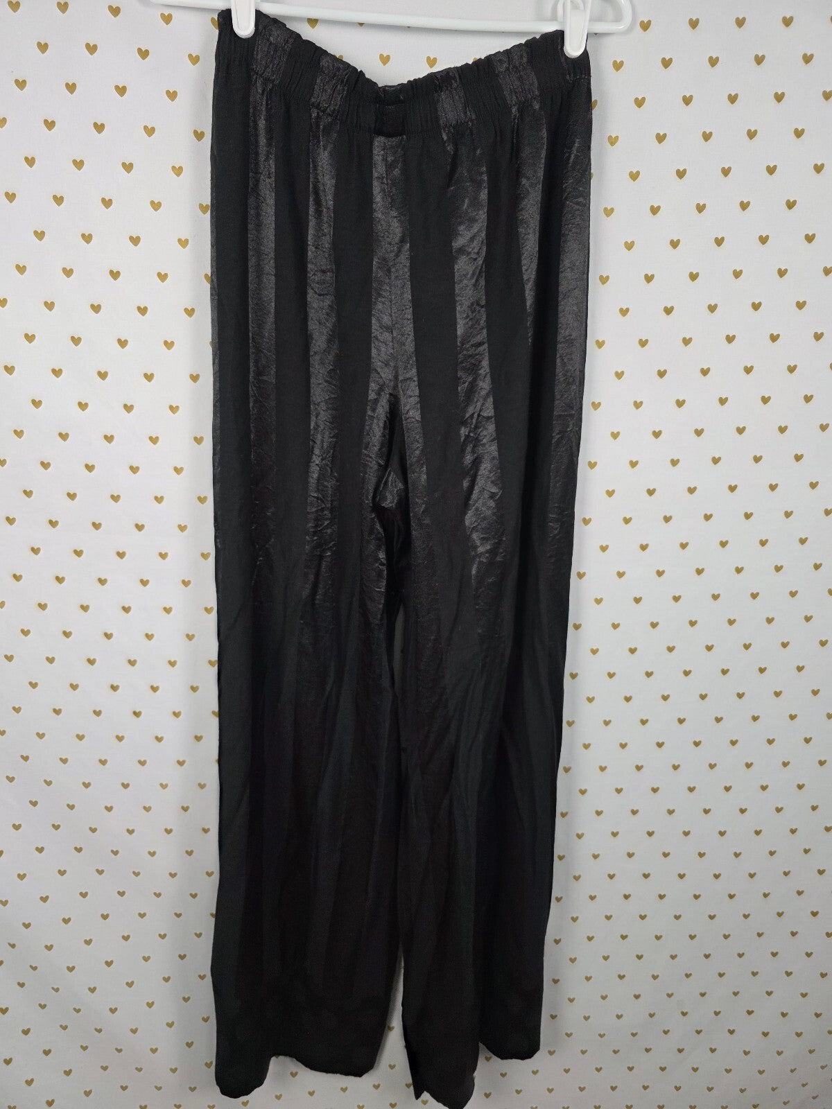 Victorias Secret Satin Black tie Front Flowy LARGE Sleep Pants Pajama PJ Bottoms