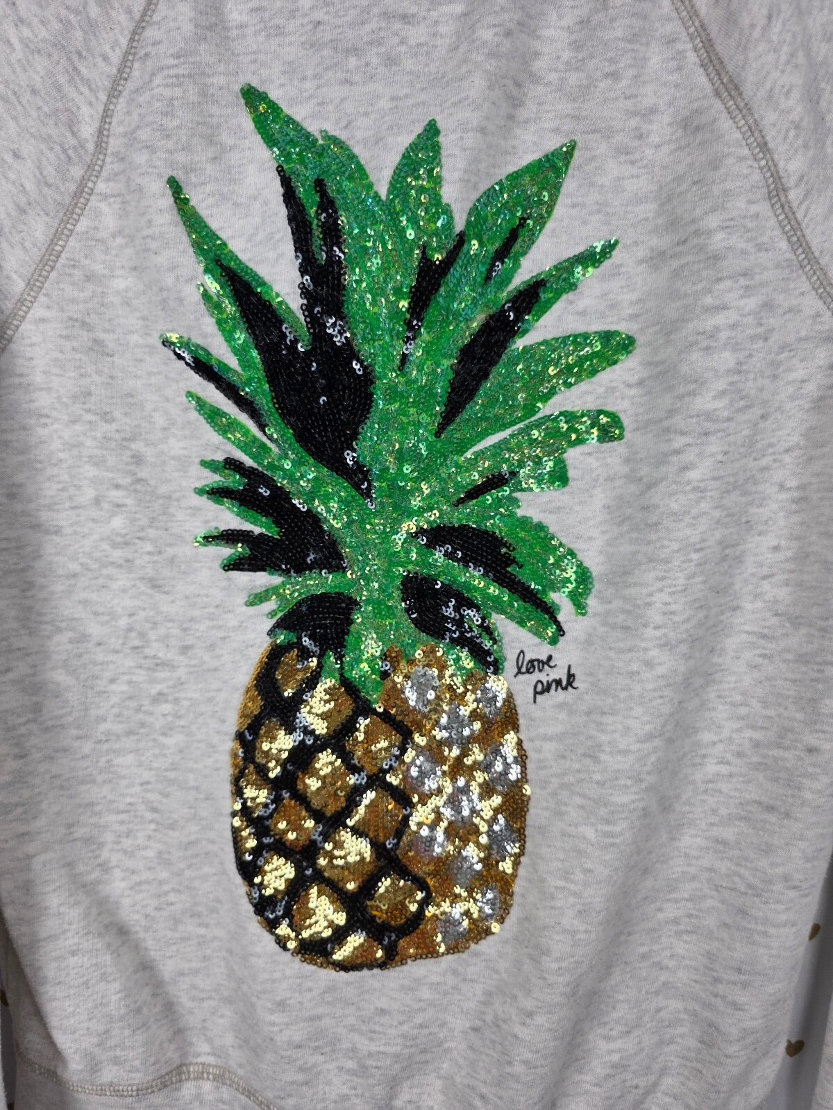 Victoria's Secret PINK Hawaii Hoodie XS Sequin Pineapple Full Zip Gray Rare