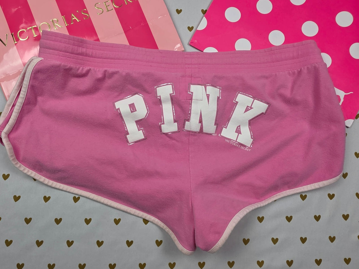 Vintage Y2K Victoria's Secret PINK 86 Dog Micro Mini Shorts M Pink