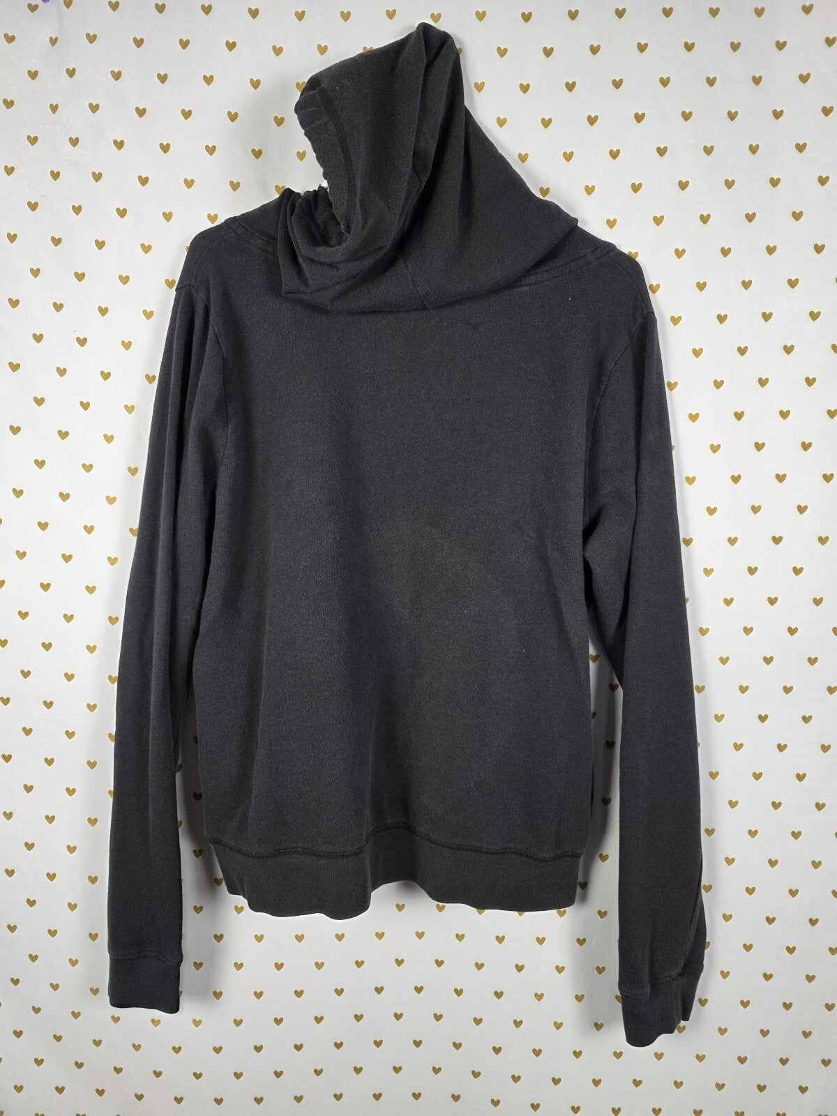 Victorias Secret Pink Pullover V neck hoodie tee shirt Logo Thin Black LARGE