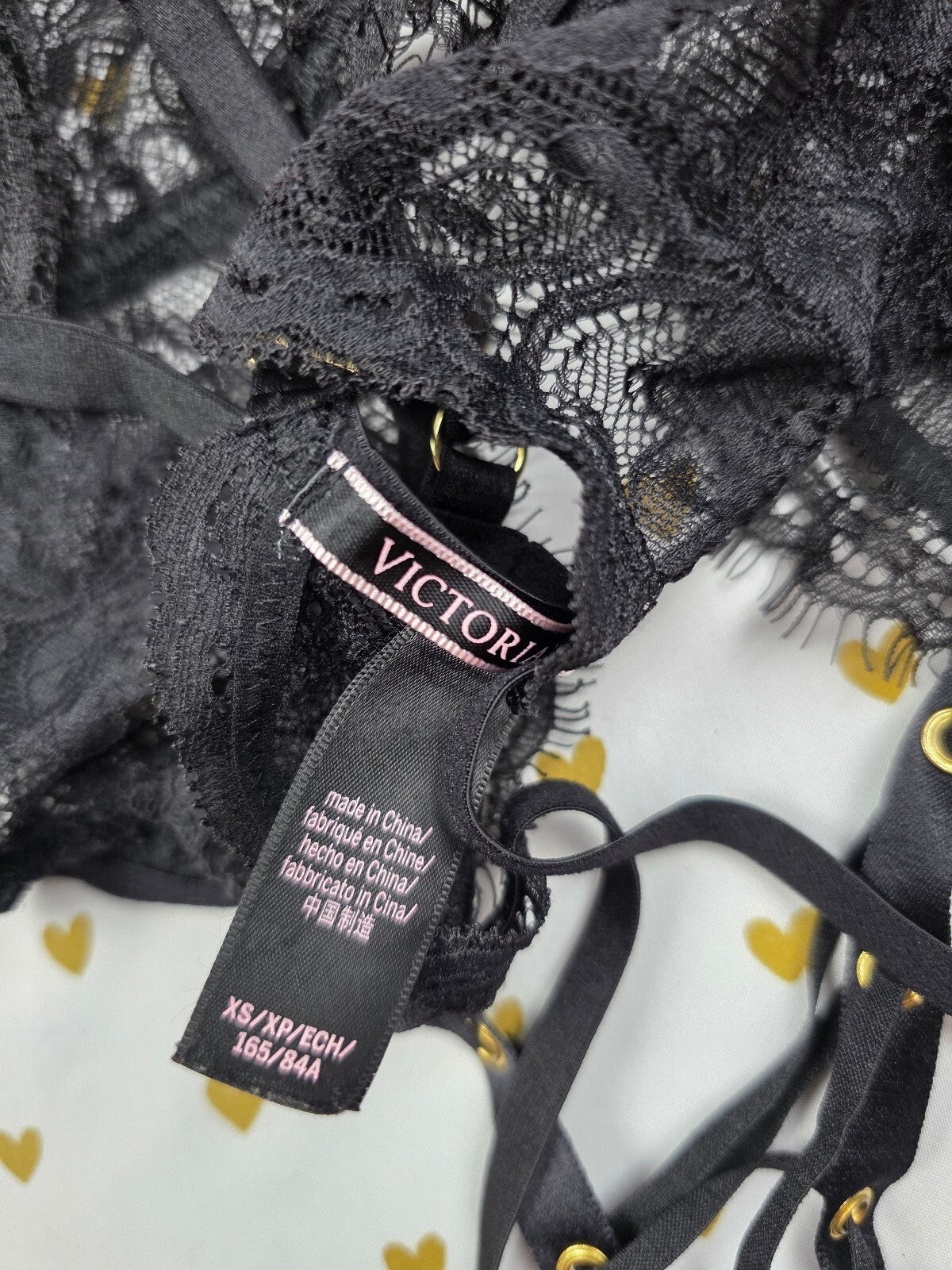Victorias Secret Sexy Black Crotchless Teddy Bodysuit Lace Sheer Lingerie XS