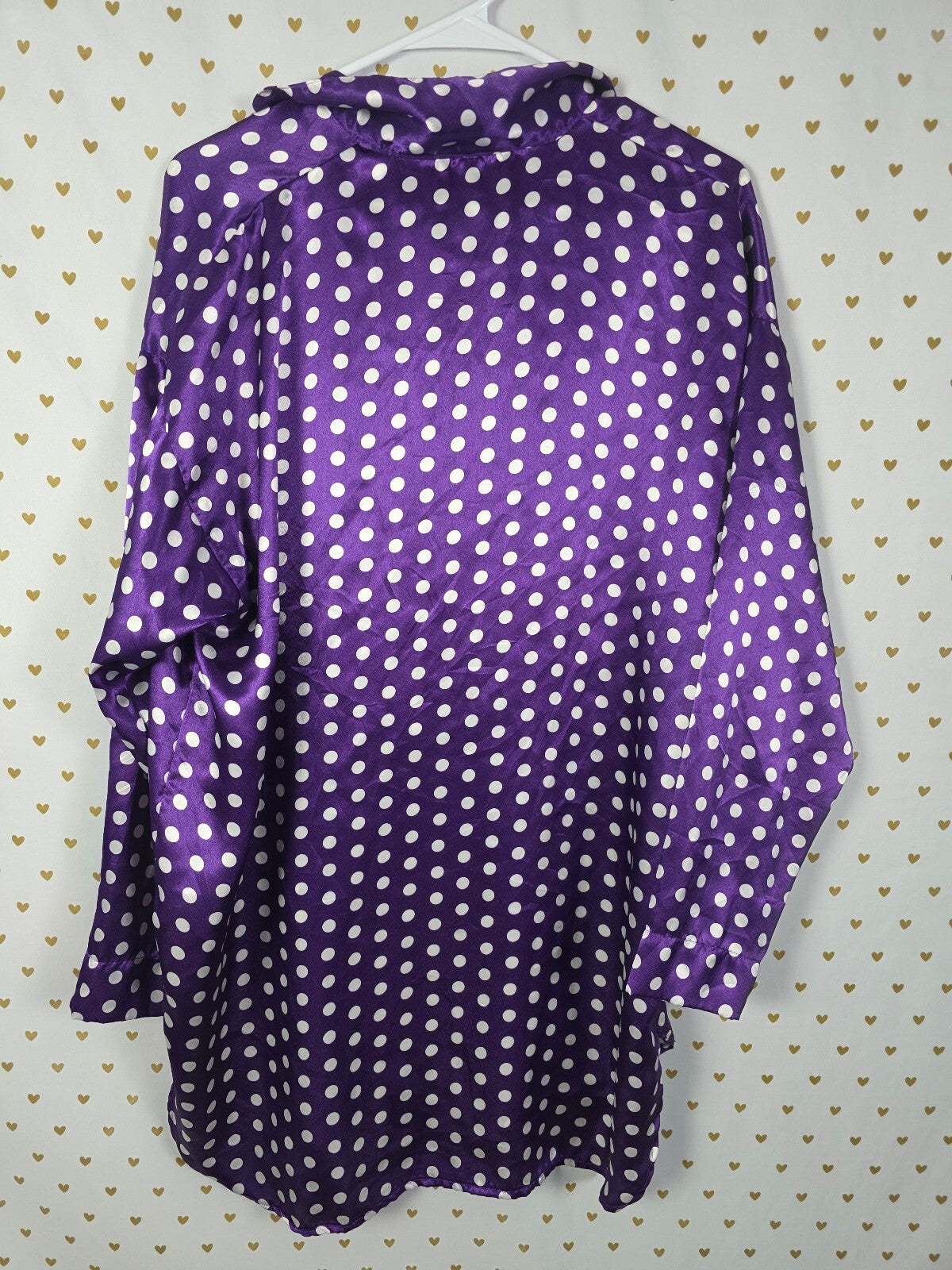Victorias Secret Vintage Gold Label Polka Dot satin Sleep Shirt Nightgown Pajama